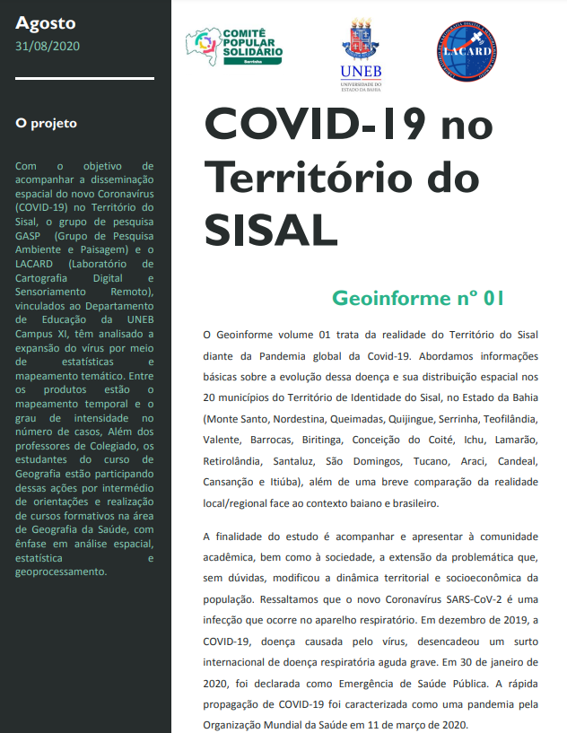 Geoinforme final COVID 19 no território do SISAL